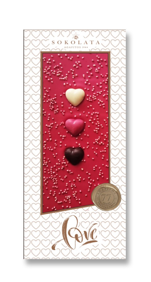HEARTS HE 3D&RUBY-STRAWBERRY CHOCOLATE-AGAPITOS 100GR